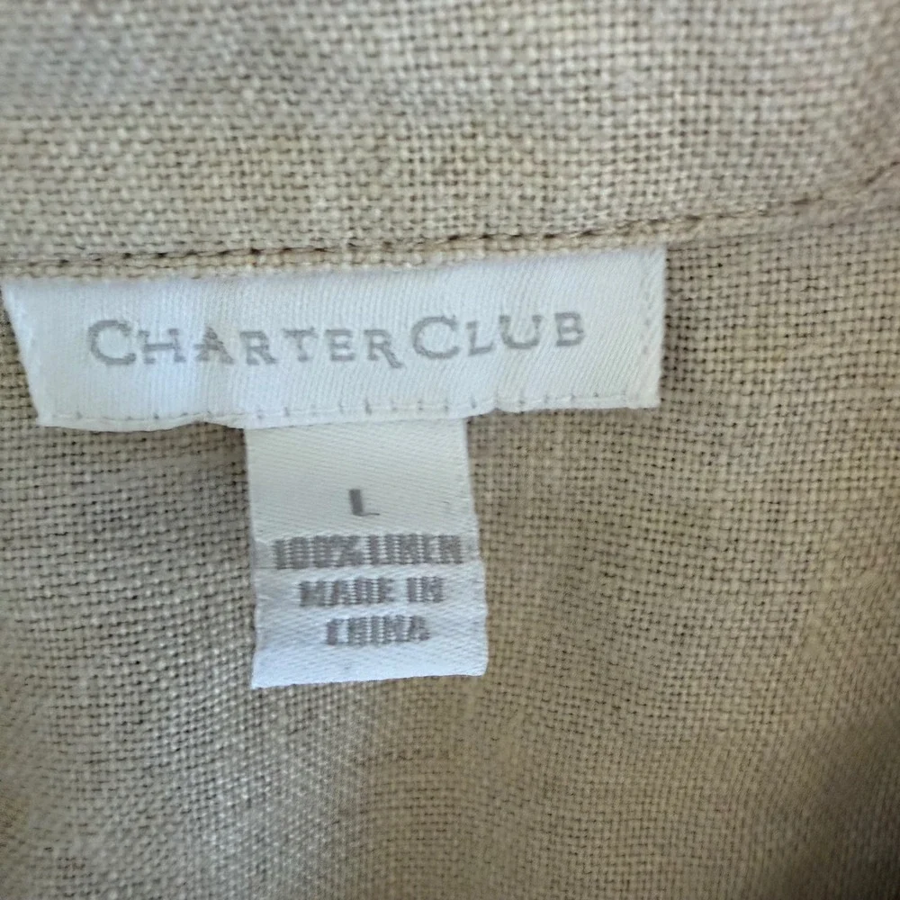 Beige‎ 100% Linen Button Up Utility Safari Jacket Neutral Earthy Shacket